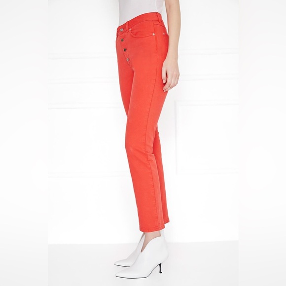 EUC Anine Bing Frida High Rise Jean in Punchy Red - Picture 4 of 6